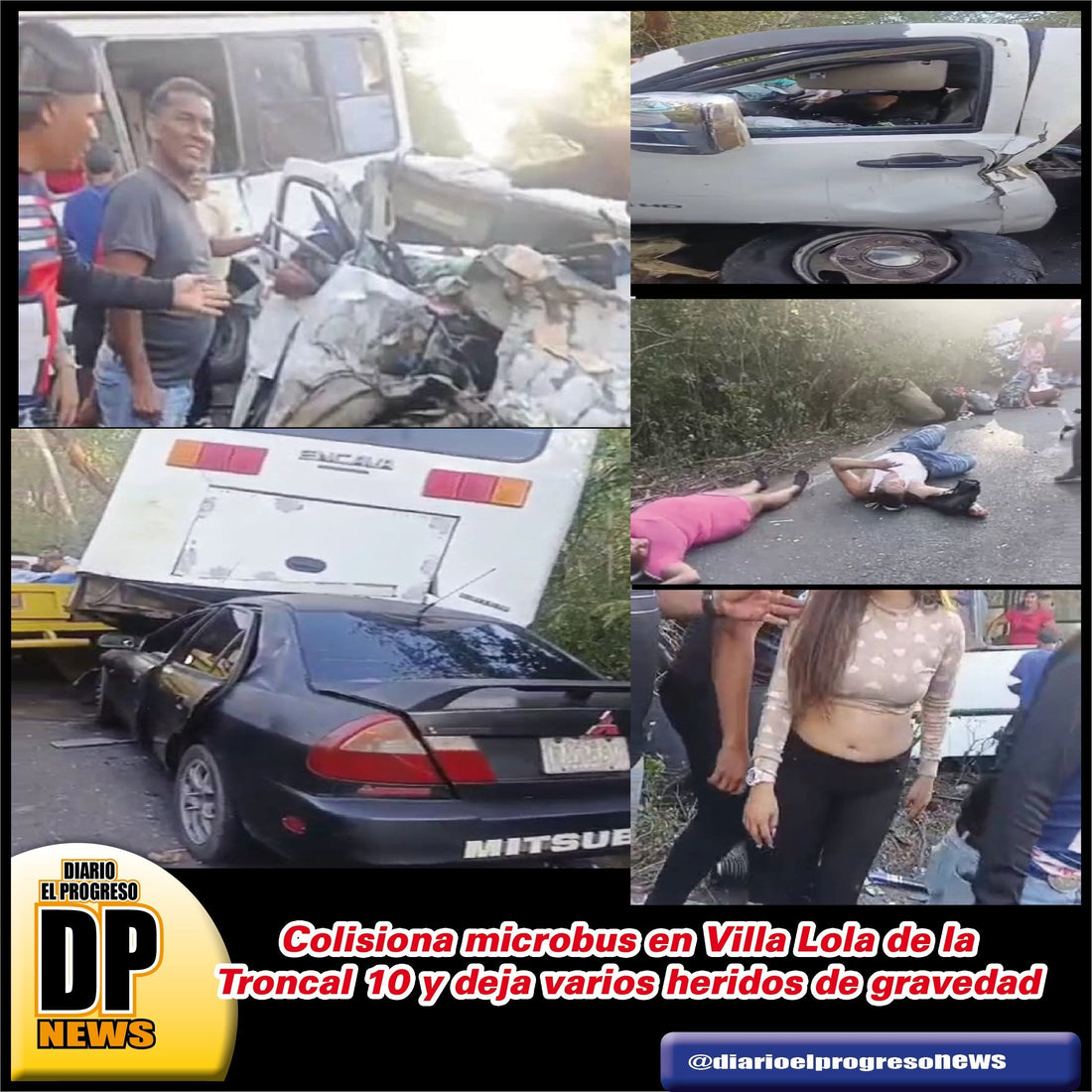 Colisiona microbus en Villa Lola de la Troncal 10 y deja varios heridos de gravedad