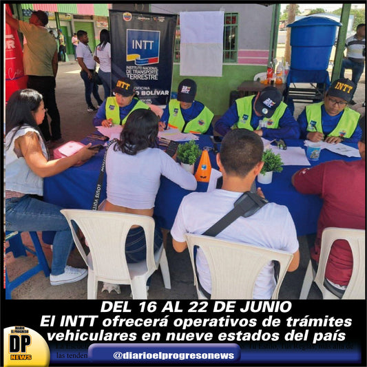 DEL 16 AL 22 DE JUNIO  El INTT ofrecerá operativos de trámites vehiculares en nueve estados del país