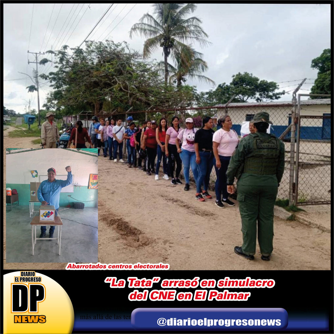 Abarrotados centros electorales  "La Tata" arrasó en simulacro del CNE en El Palmar