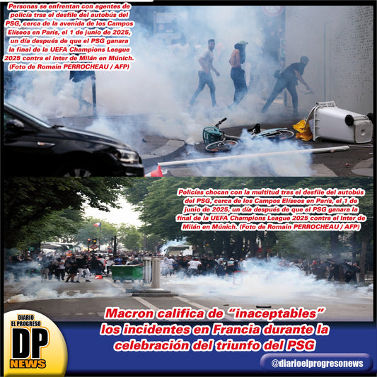 Macron califica de "inaceptables" los incidentes en Francia durante la celebración del triunfo del PSG