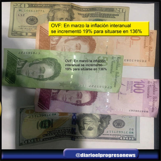 OVF: En marzo la inflación interanual se incrementó 19% para situarse en 136%