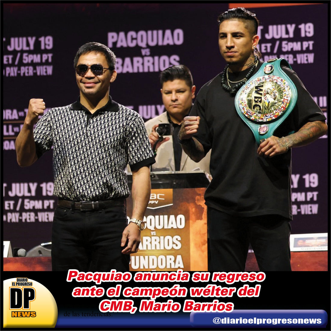 Pacquiao anuncia su regreso ante el campeón wélter del CMB, Mario Barrios