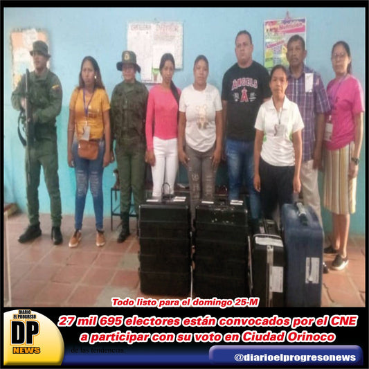 27 mil 695 electores están convocados por el CNE  a participar con su voto en Ciudad Orinoco