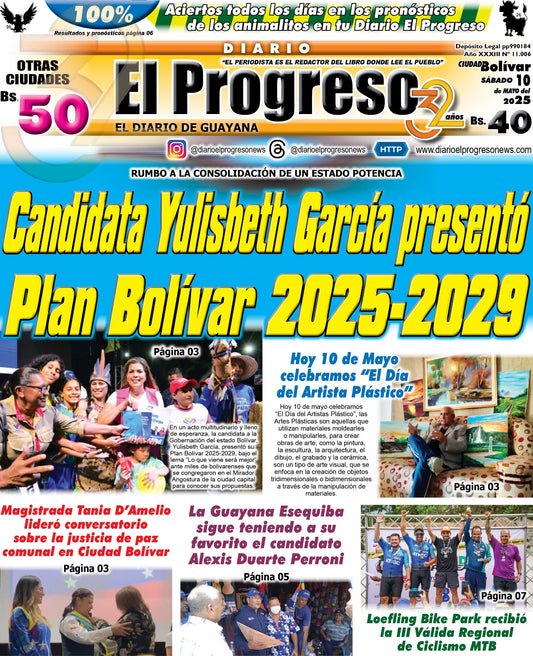 TITULARES DIARIO EL PROGRESO EDICIÓN SÁBADO 10 DE MAYO DE 2025