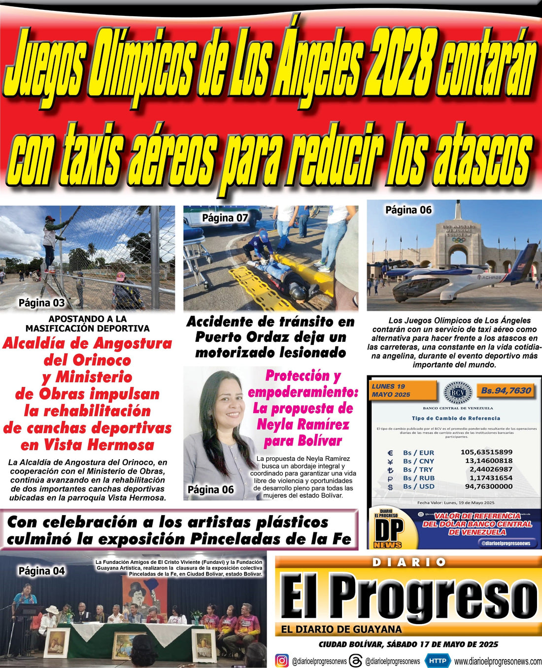 TITULARES DIARIO EL PROGRESO EDICIÓN SÁBADO 17 DE MAYO DE 2025