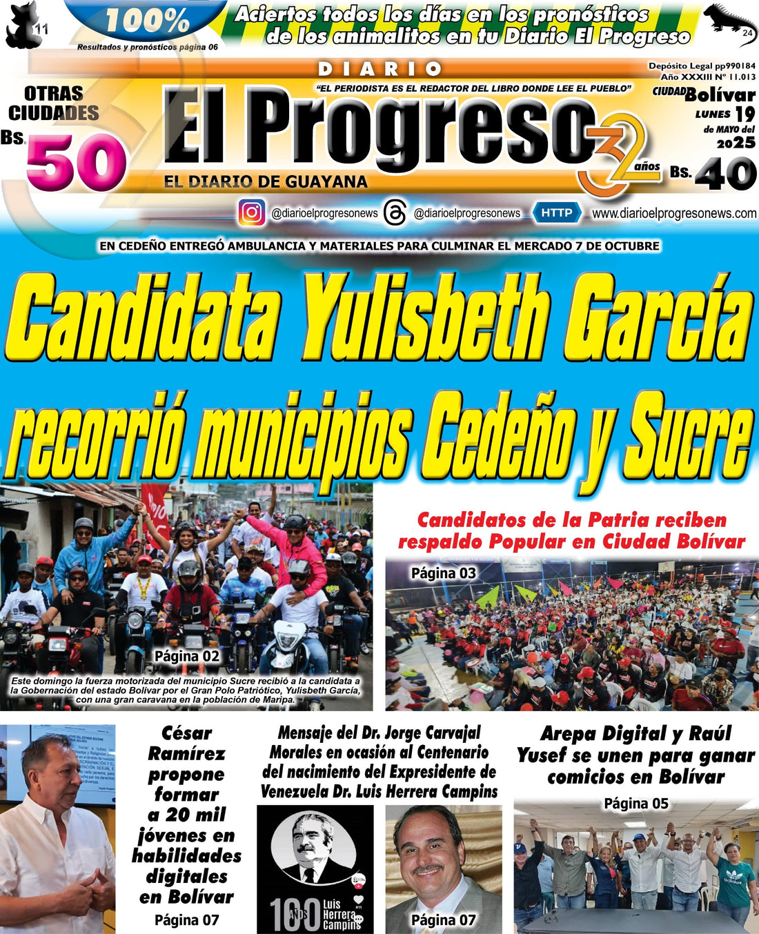 TITULARES DIARIO EL PROGRESO EDICIÓN LUNES 19 DE MAYO DE 2025