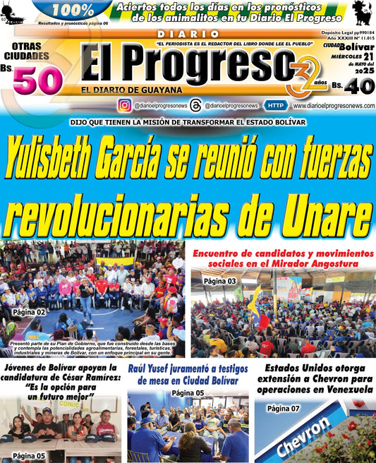 TITULARES DIARIO EL PROGRESO EDICIÓN MIÉRCOLES 21 DE MAYO DE 2025