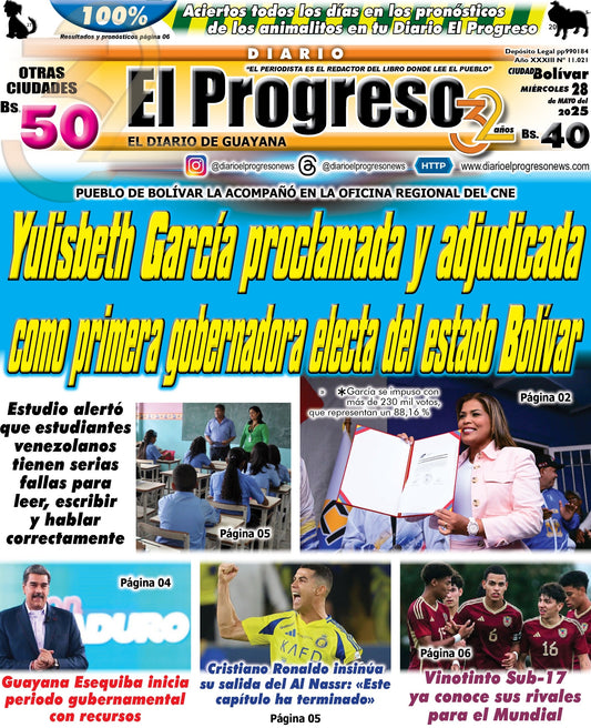 *TITULARES DIARIO EL PROGRESO*  *EDICIÓN MIÉRCOLES 28 DE MAYO DE 2025*