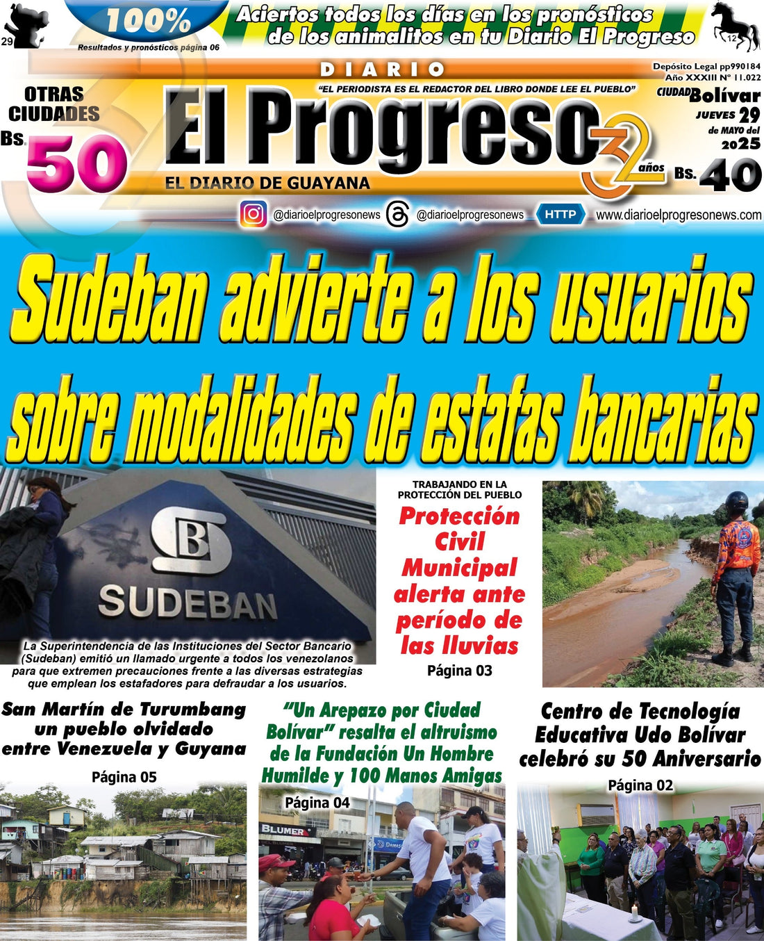 TITULARES DIARIO EL PROGRESO  EDICIÓN JUEVES 29 DE MAYO DE 2025