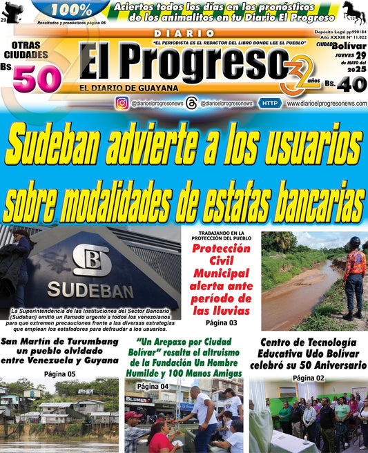 TITULARES DIARIO EL PROGRESO  EDICIÓN JUEVES 29 DE MAYO DE 2025