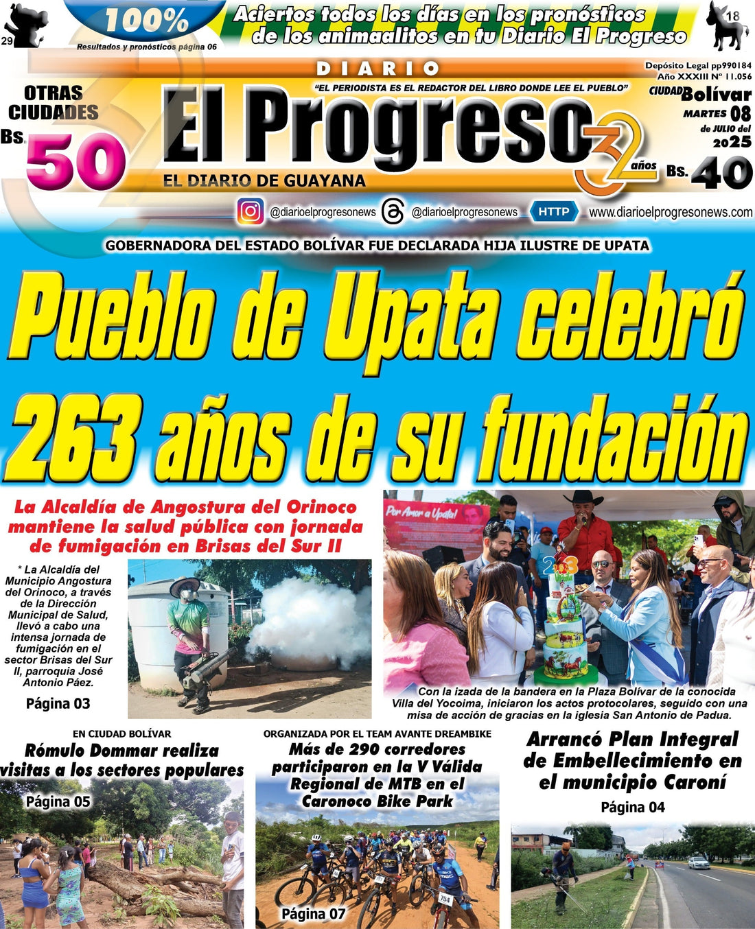 TITULARES DIARIO EL PROGRESO  EDICIÓN MARTES 08 DE JULIO DE 2025