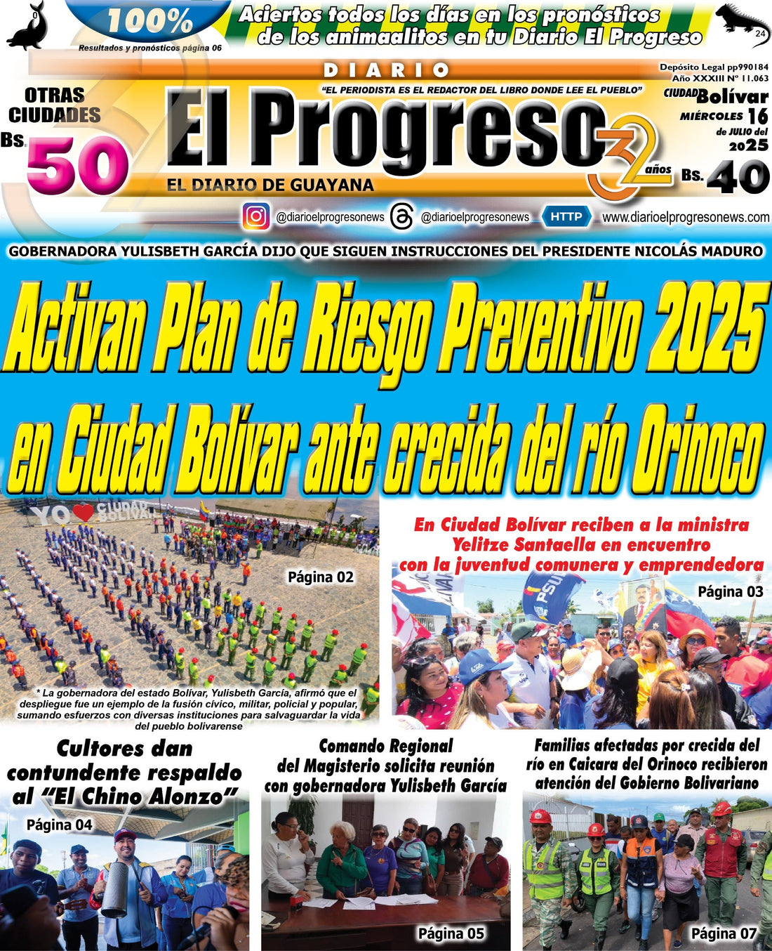 TITULARES DIARIO EL PROGRESO EDICIÓN MIÉRCOLES 16 DE JULIO DE 2025