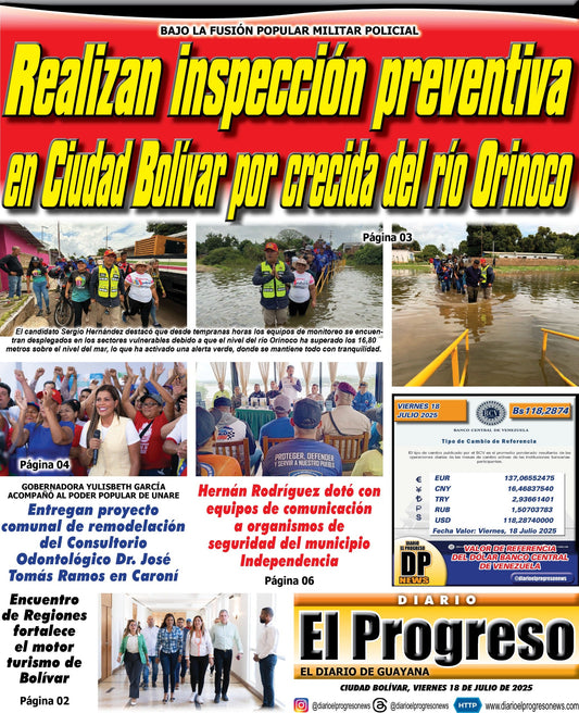 TITULARES DIARIO EL PROGRESO  EDICIÓN VIERNES 18 DE JULIO DE 2025