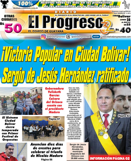 DIARIO EL PROGRESO  EDICIÓN LUNES 28 DE JULIO DE 2025