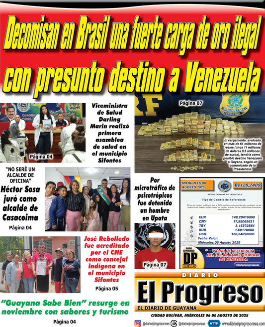 TITULARES DIARIO EL PROGRESO  EDICIÓN MIÉRCOLES 06 DE AGOSTO DE 2025