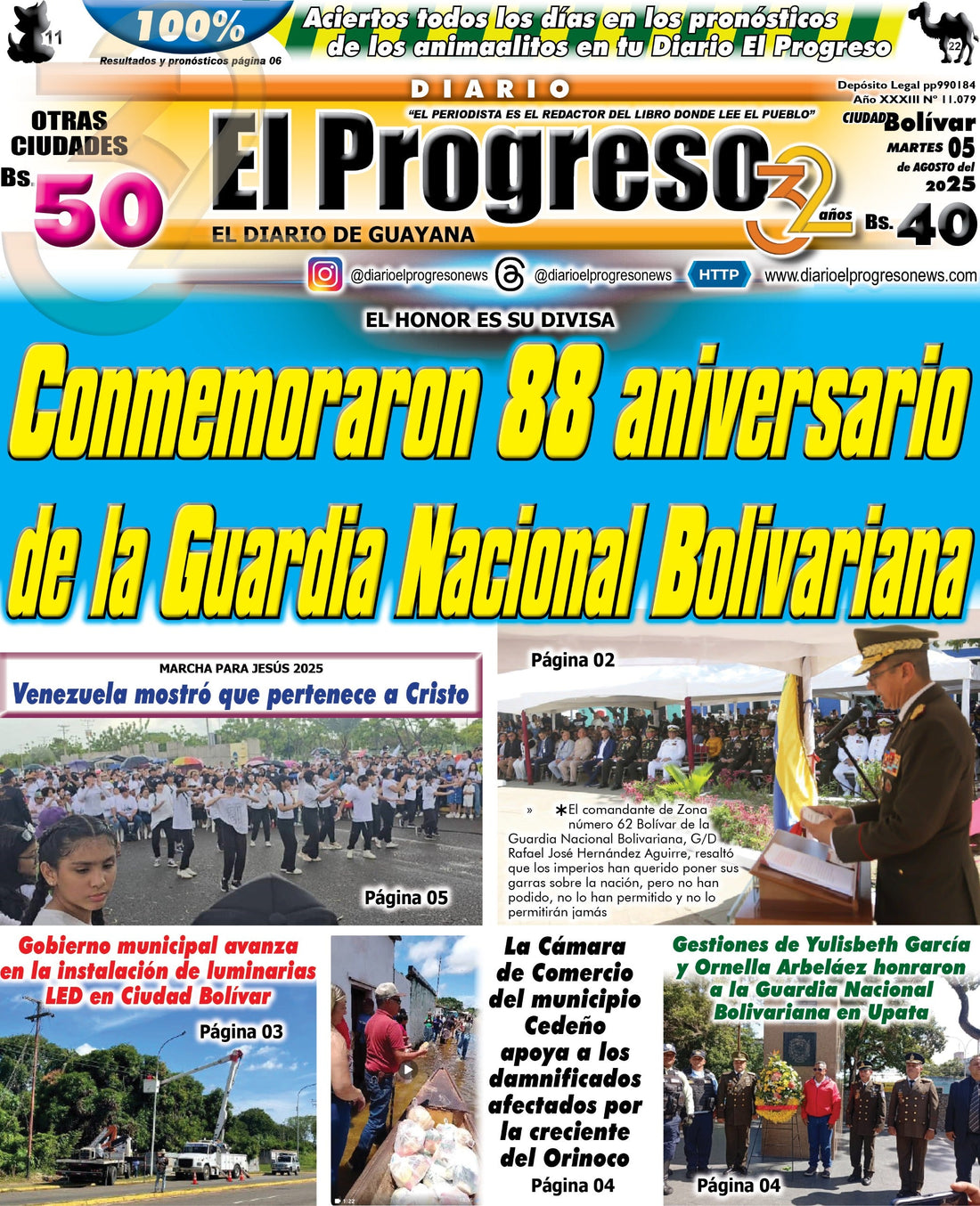 TITULARES DIARIO EL PROGRESO  EDICIÓN MARTES 05 DE AGOSTO DE 2025