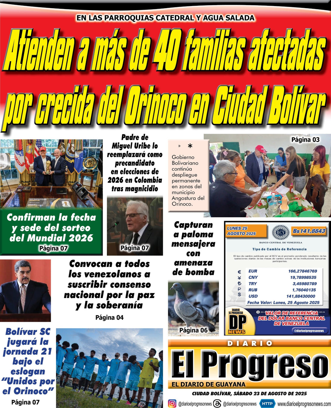 TITULARES DIARIO EL PROGRESO  EDICIÓN SÁBADO 23 DE AGOSTO DE 2025