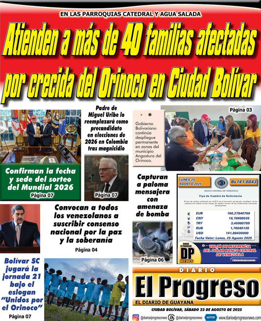 TITULARES DIARIO EL PROGRESO  EDICIÓN SÁBADO 23 DE AGOSTO DE 2025