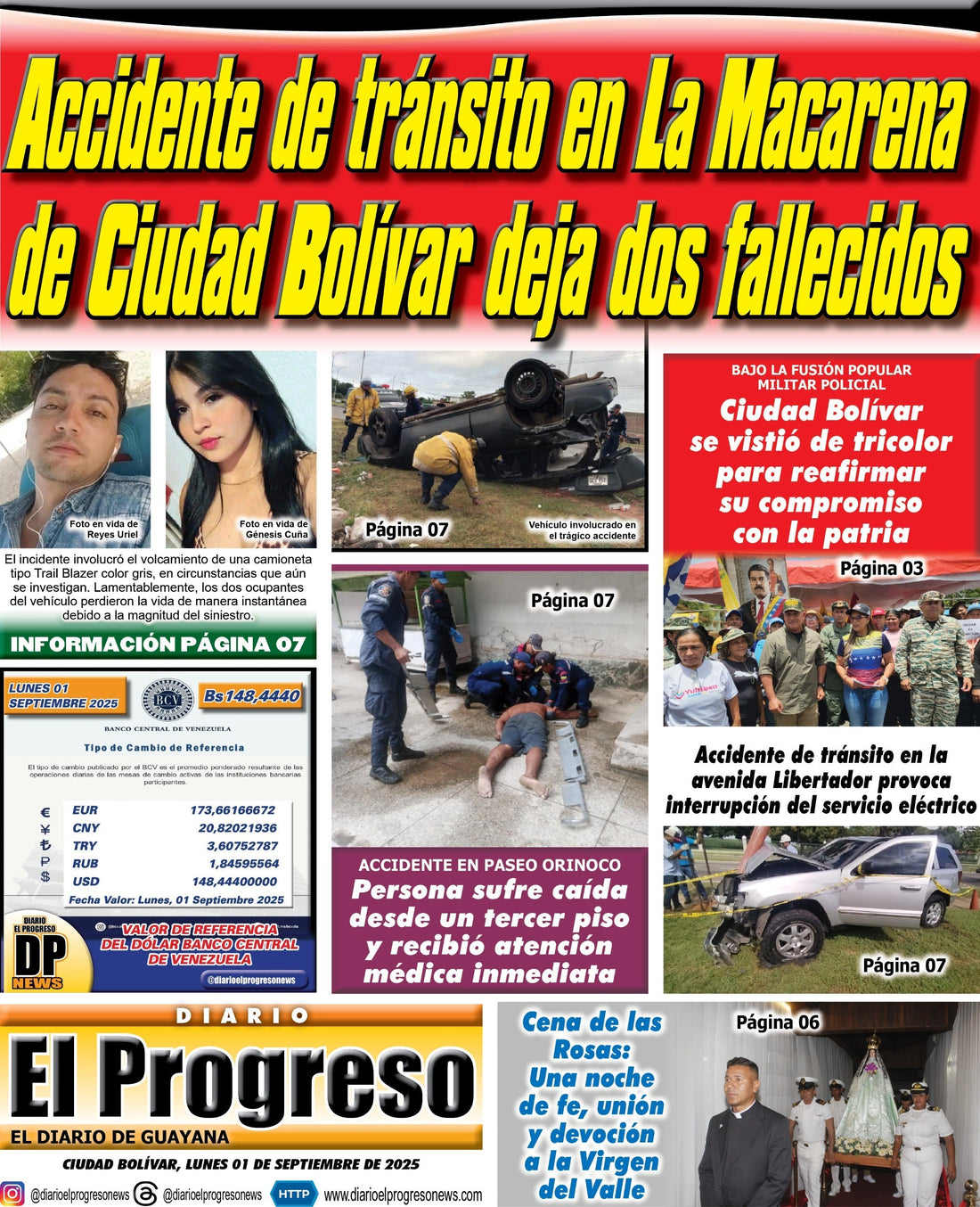 TITULARES DIARIO EL PROGRESO EDICIÓN LUNES 01 DE SEPTIEMBRE DE 2025