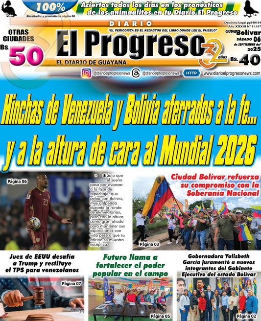 TULARES DIARIO EL PROGRESO  EDICIÓN SÁBADO 06 DE SEPTIEMBRE DE 2025