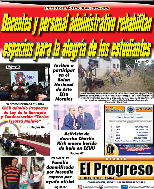 TITULARES DIARIO EL PROGRESO  EDICIÓN JUEVES 11 DE SEPTIEMBRE DE 2025