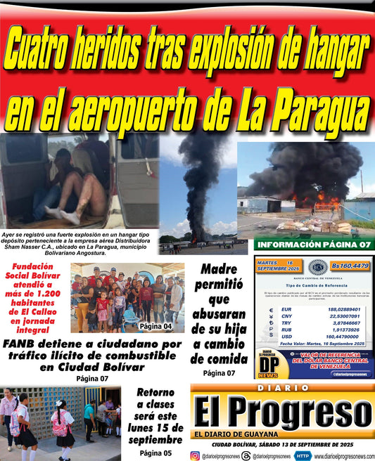 TITULARES DIARIO EL PROGRESO  EDICIÓN SÁBADO 13 DE SEPTIEMBRE DE 2025