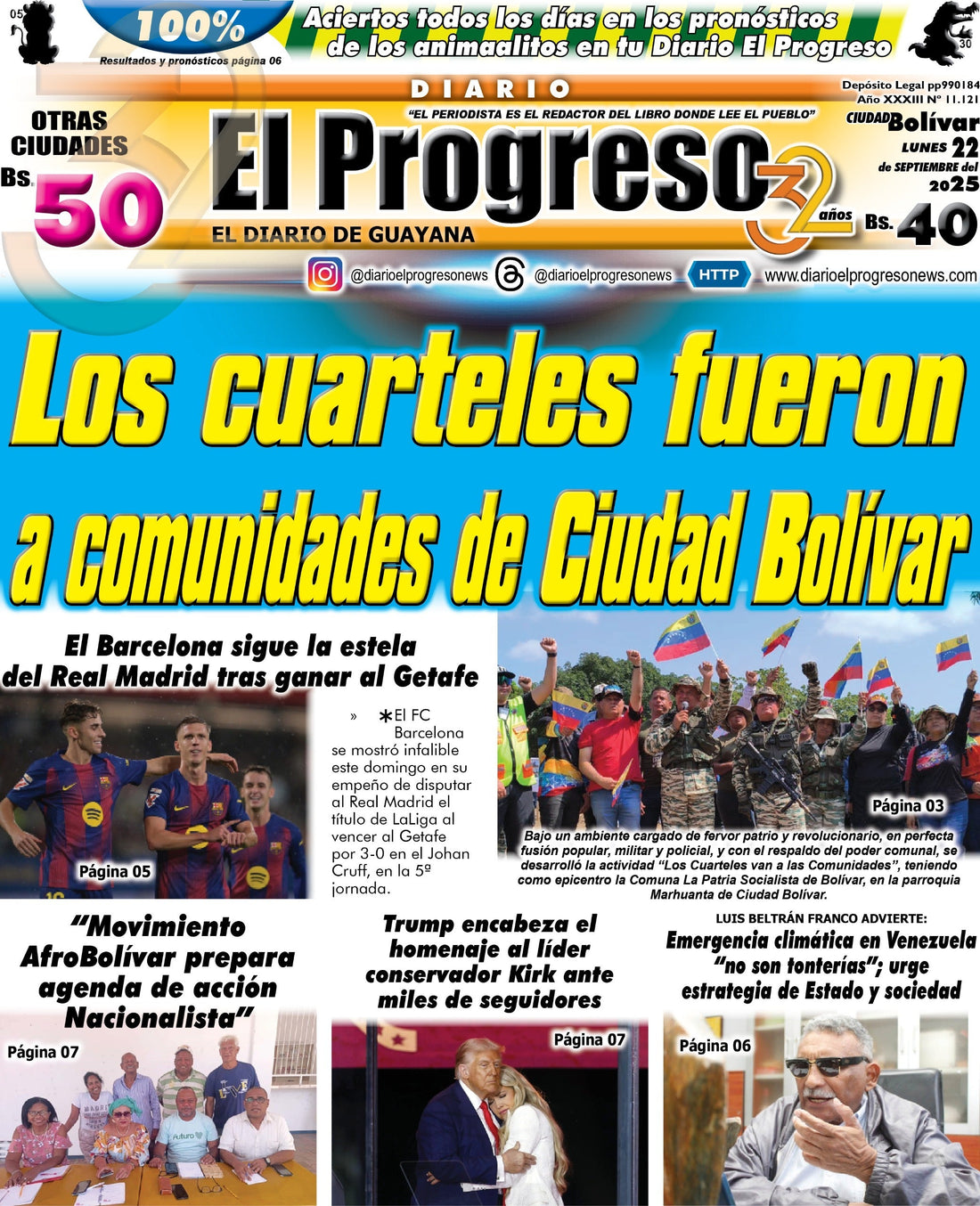 TITULARES DIARIO EL PROGRESO  EDICIÓN LUNES 22 DE SEPTIEMBRE DE 2025