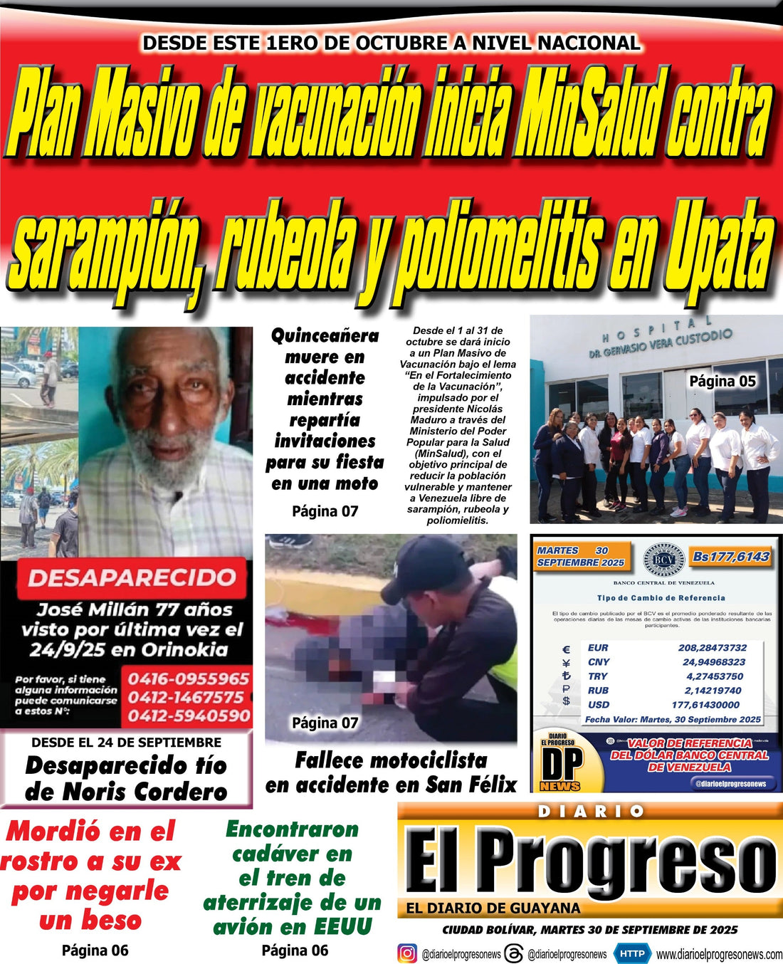 TITULARES DIARIO EL PROGRESO  EDICIÓN MARTES 30 DE SEPTIEMBRE DE 2025