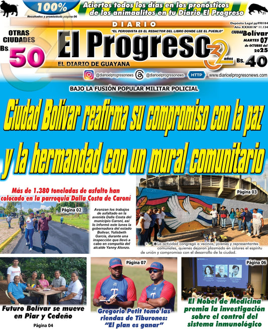 TITULARES DIARIO EL PROGRESO  EDICIÓN MARTES 07 DE OCTUBRE DE 2025