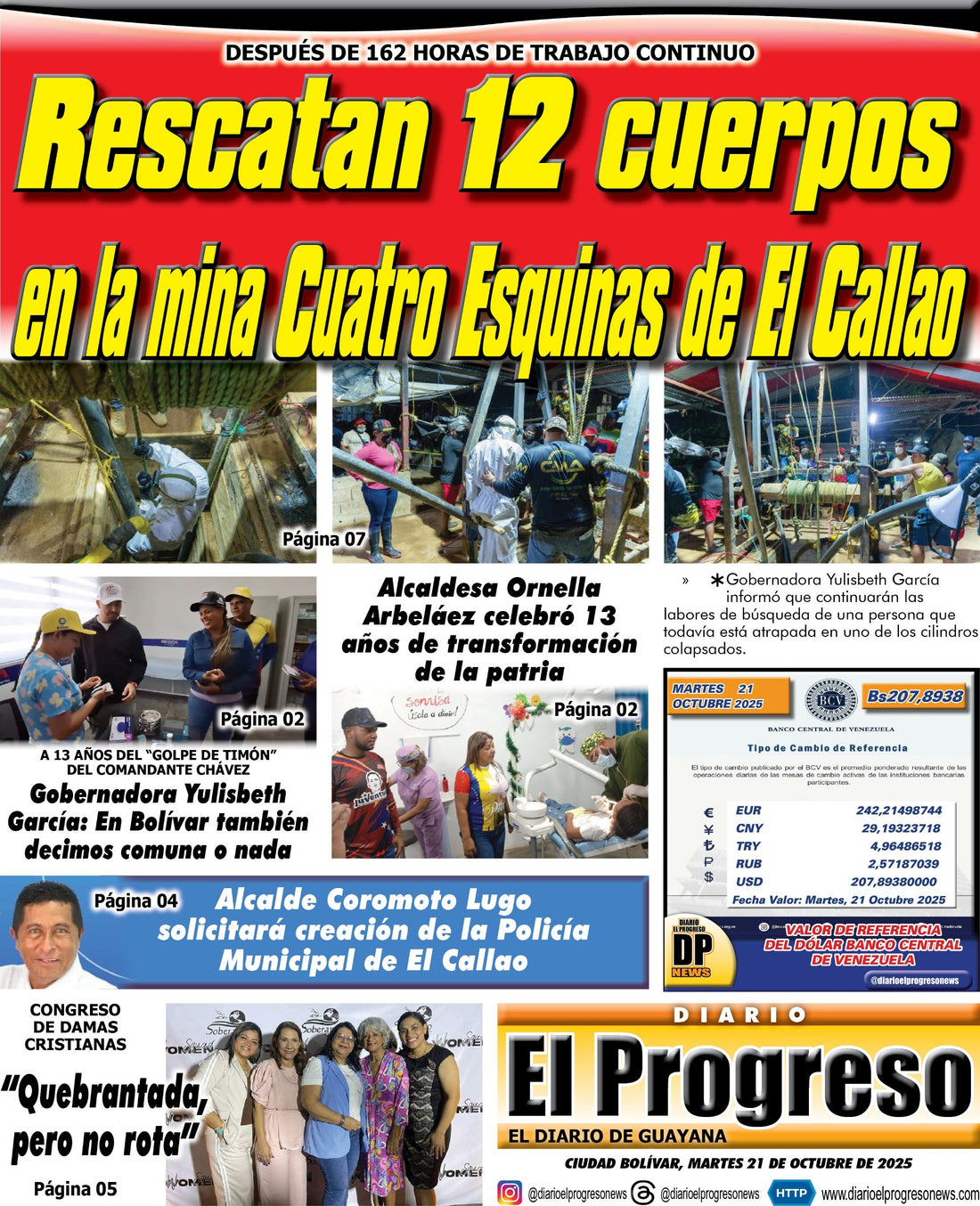 TITULARES DIARIO EL PROGRESO  EDICIÓN MARTES 21 DE OCTUBRE DE 2025