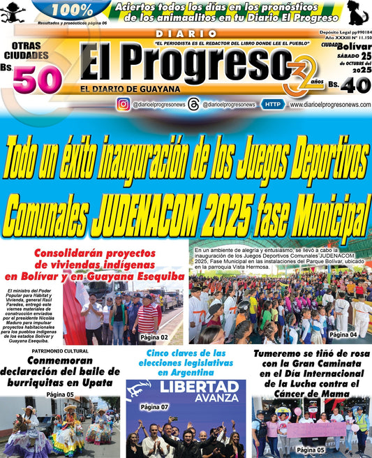 TITULARES DIARIO EL PROGRESO  EDICIÓN VIERNES 24 DE OCTUBRE DE 2025
