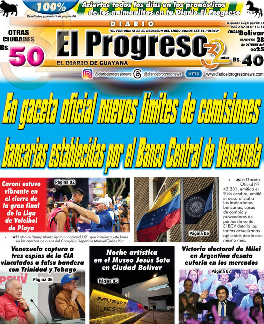 TITULARES DIARIO EL PROGRESO  EDICIÓN MARTES 28 DE OCTUBRE DE 2025