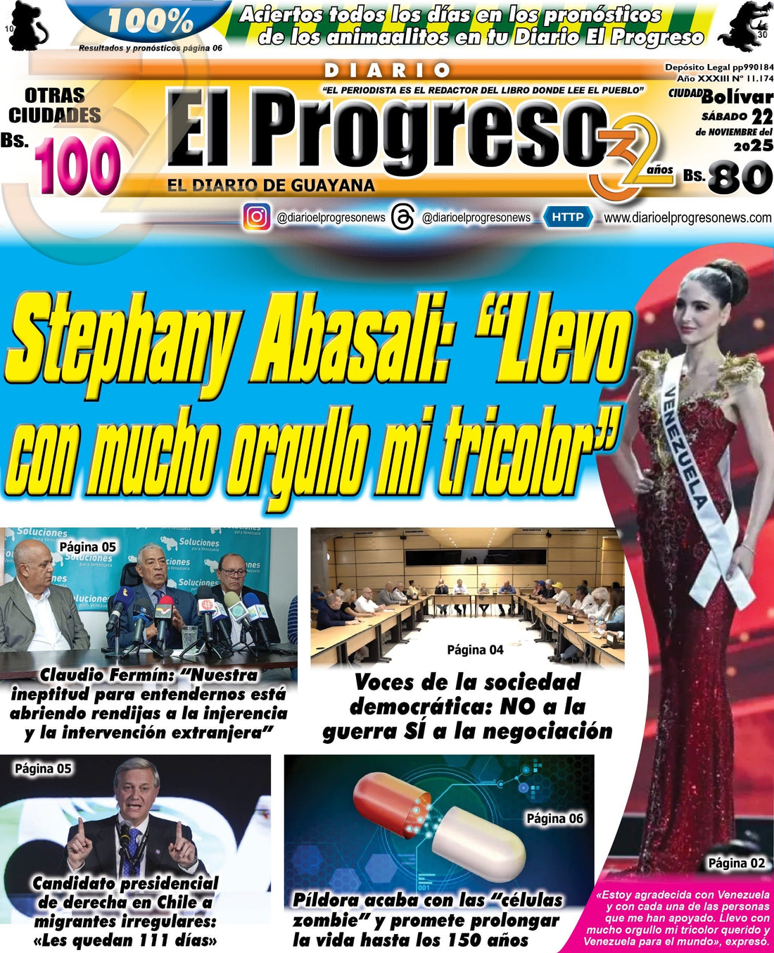 TITULARES DIARIO EL PROGRESO  EDICIÓN SÁBADO 22 DE NOVIEMBRE DE 2025