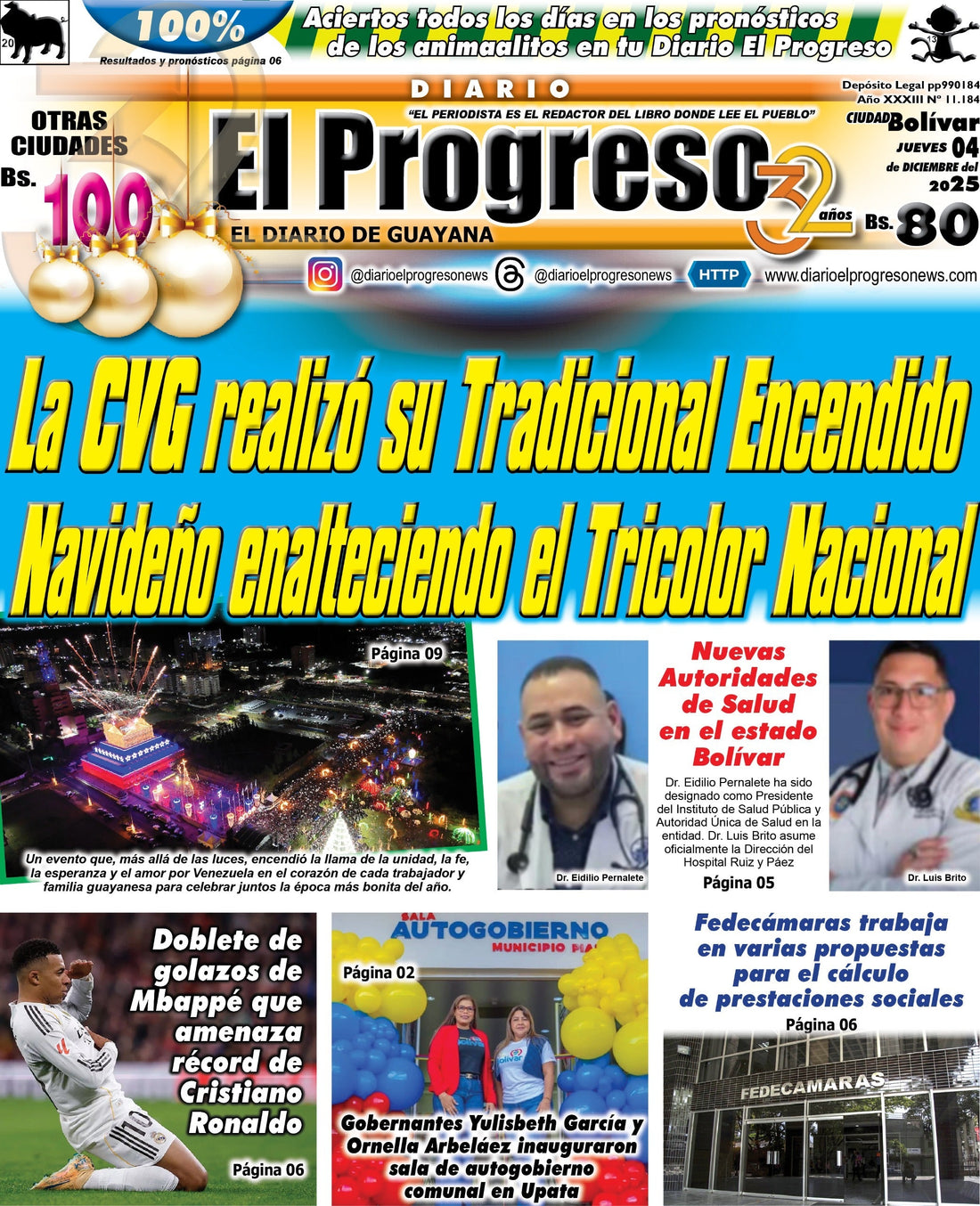 TITULARES DIARIO EL PROGRESO  EDICIÓN JUEVES 04 DE DICIEMBRE DE 2025