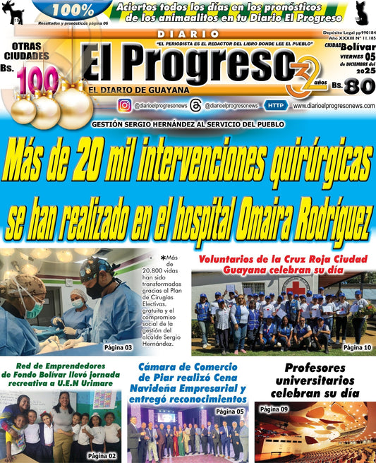 TITULARES DIARIO EL PROGRESO  EDICIÓN VIERNES 05 DE DICIEMBRE DE 2025