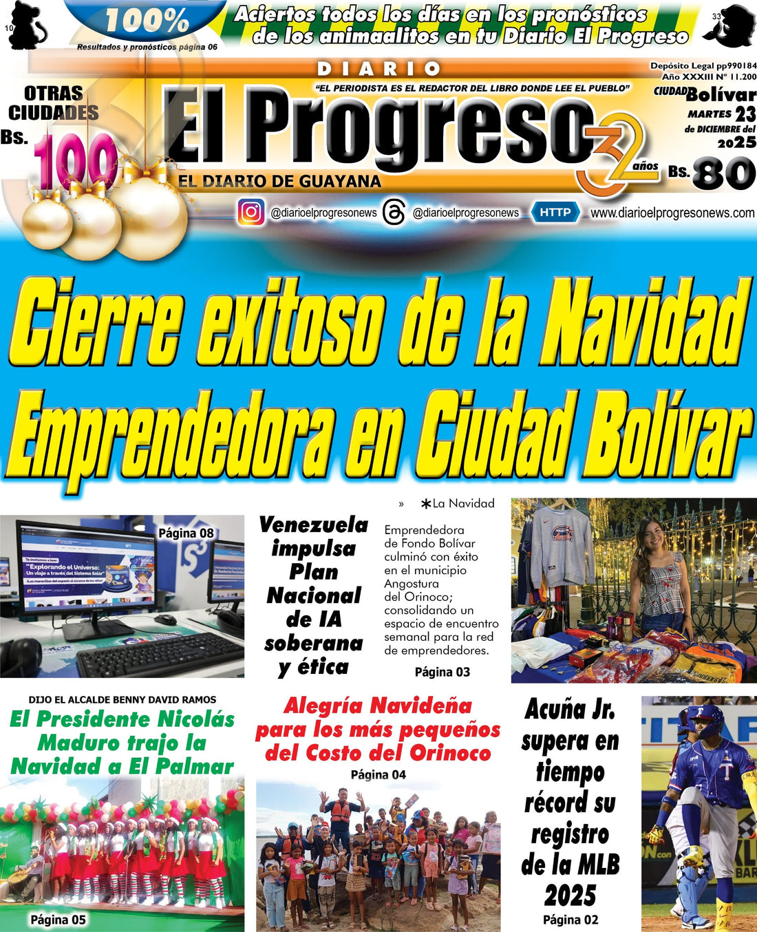 TITULARES DIARIO EL PROGRESO EDICIÓN MARTES 23 DE DICIEMBRE DE 2025