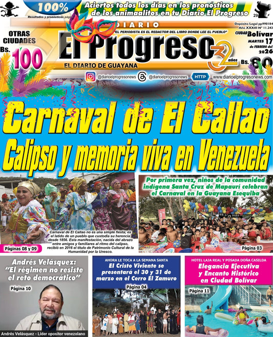 TITULARES DIARIO EL PROGRESO  EDICIÓN MARTES 17 DE FEBRERO DE 2026