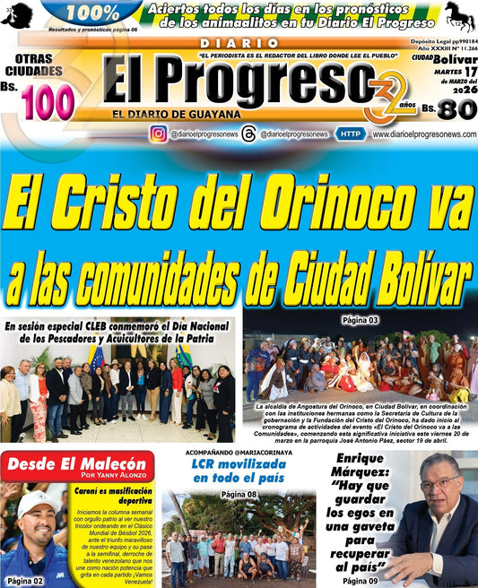 TITULARES DIARIO EL PROGRESO  EDICIÓN MARTES 17 MARZO DE 2026