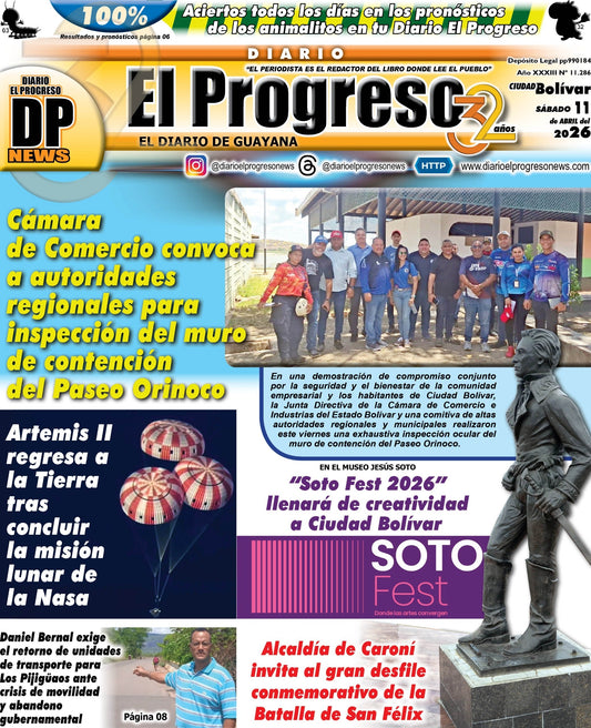 TITULARES DIARIO EL PROGRESO  EDICIÓN SÁBADO 11 DE ABRIL DE 2026