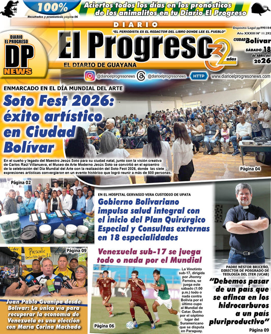 TITULARES DIARIO EL PROGRESO EDICIÓN SÁBADO 18 DE ABRIL DE 2026