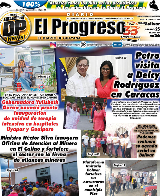 TITULARES DIARIO EL PROGRESO  EDICIÓN SÁBADO 25 DE ABRIL DE 2026