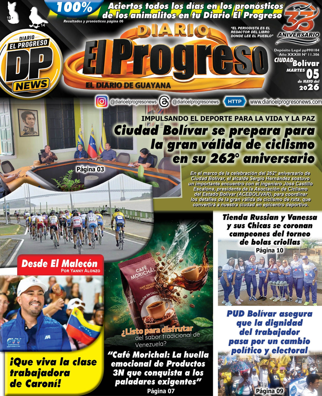 TITULARES DIARIO EL PROGRESO  EDICIÓN MARTES 05 DE MAYO DE 2026