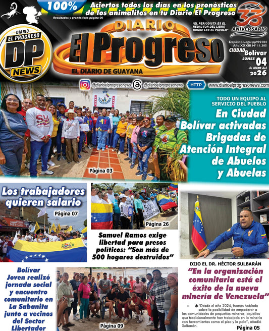TITULARES DIARIO EL PROGRESO  EDICIÓN LUNES 04 DE MAYO DE 2026