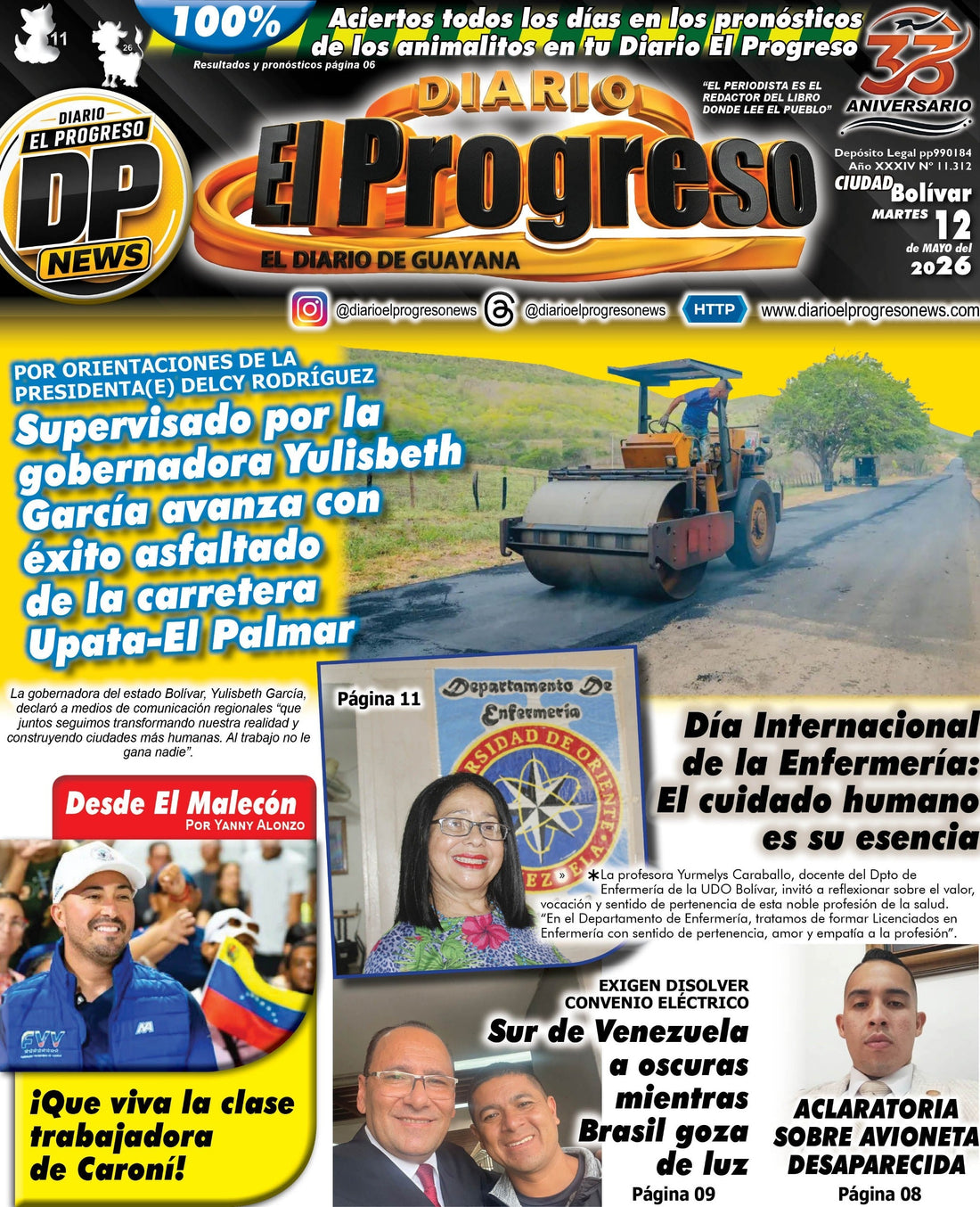 TITULARES DIARIO EL PROGRESO  EDICIÓN MARTES 12 DE MAYO DE 2026