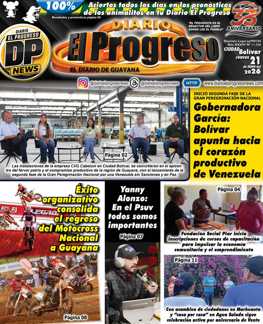 TITULARES DIARIO EL PROGRESO  EDICIÓN JUEVES 21 DE MAYO DE 2026