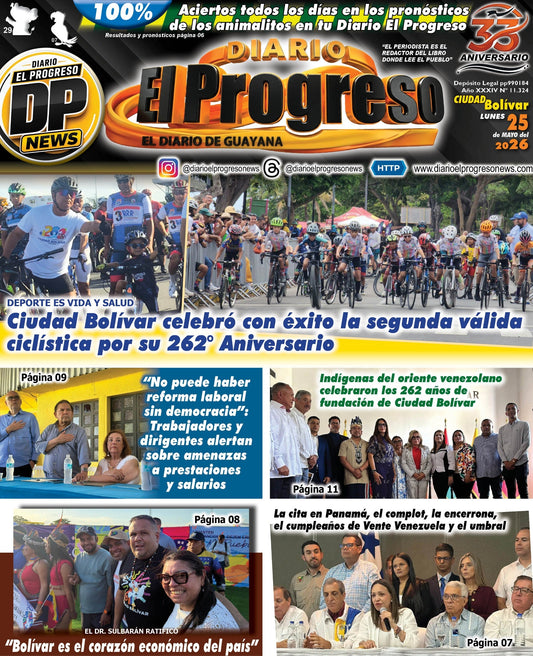 TITULARES DIARIO EL PROGRESO  EDICIÓN LUNES 25 DE MAYO DE 2026