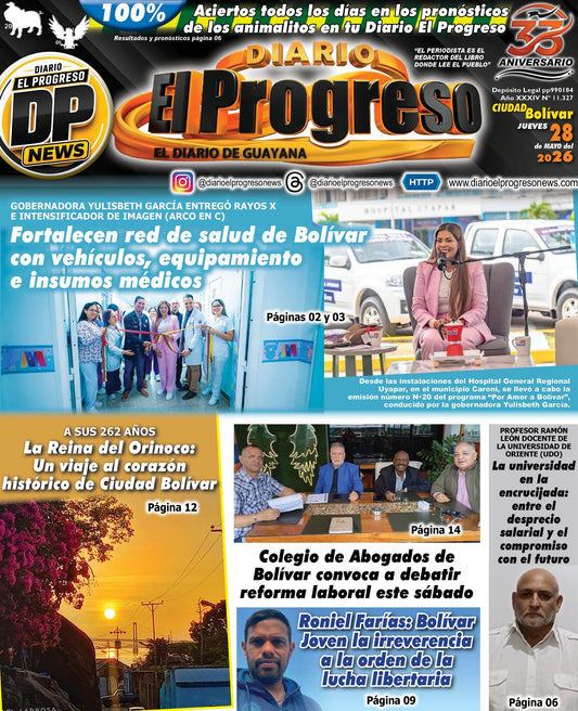TITULARES DIARIO EL PROGRESO  EDICIÓN JUEVES 28 DE MAYO DE 2026