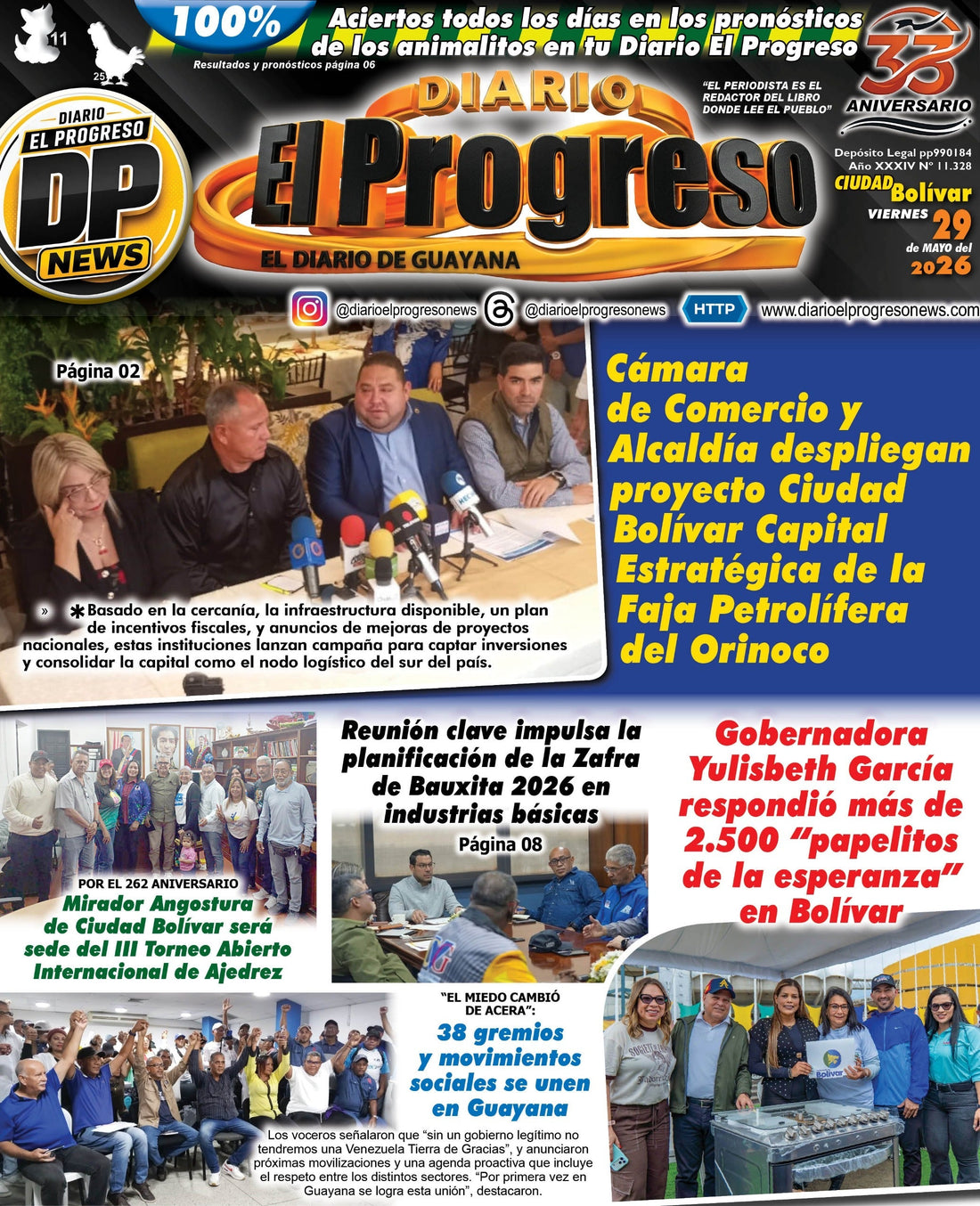 TITULARES DIARIO EL PROGRESO  EDICIÓN VIERNES 29 DE MAYO DE 2026