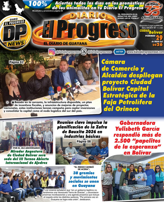 TITULARES DIARIO EL PROGRESO  EDICIÓN VIERNES 29 DE MAYO DE 2026