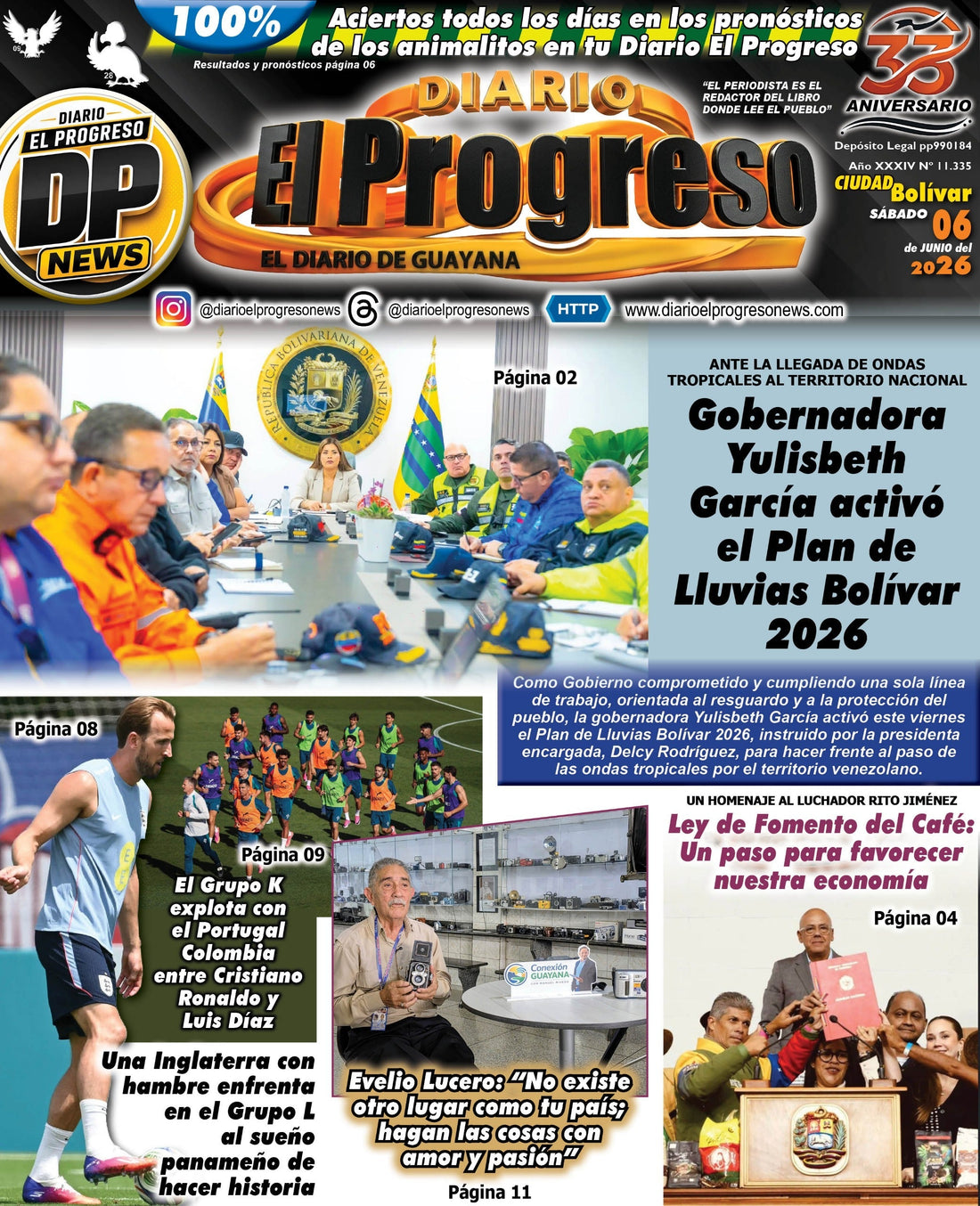 TITULARES DIARIO EL PROGRESO  EDICIÓN SÁBADO 06 DE JUNIO DE 2026